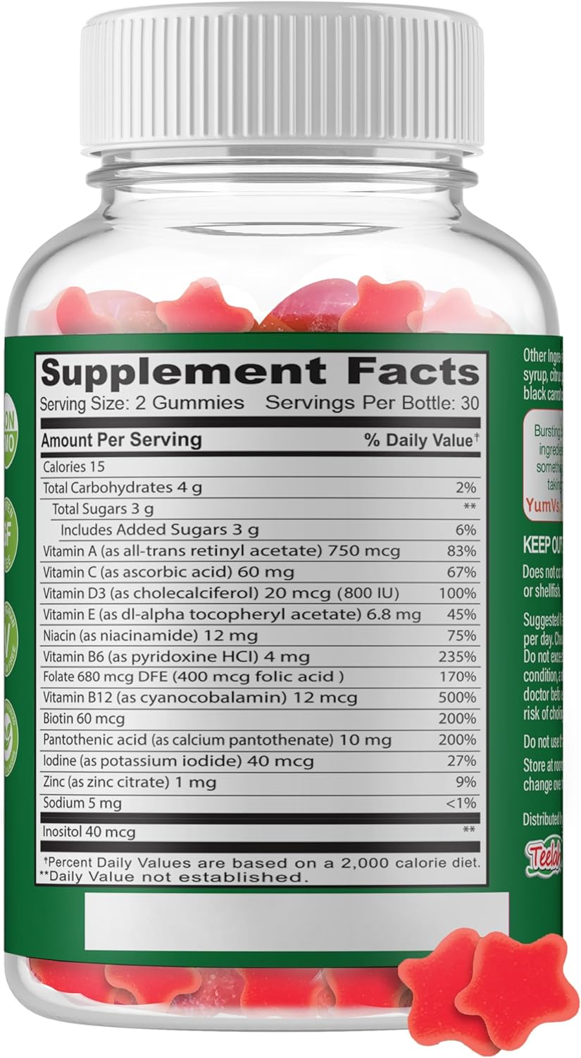 YUM-V'S YumVs Adult Complete Multivitamin & Multimineral Jellies, Raspberry Flavor, 60 Count Bottle