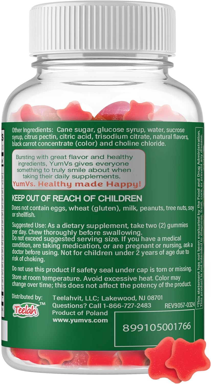 YUM-V'S YumVs Adult Complete Multivitamin & Multimineral Jellies, Raspberry Flavor, 60 Count Bottle