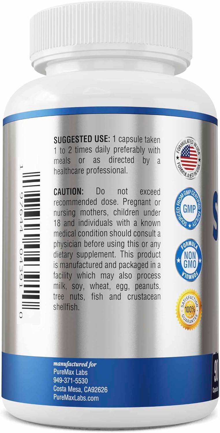 YUMMYVITE Spirulina Capsules - 500mg Nutrient-Rich Superfood with High Antioxidant Content - 90 Count