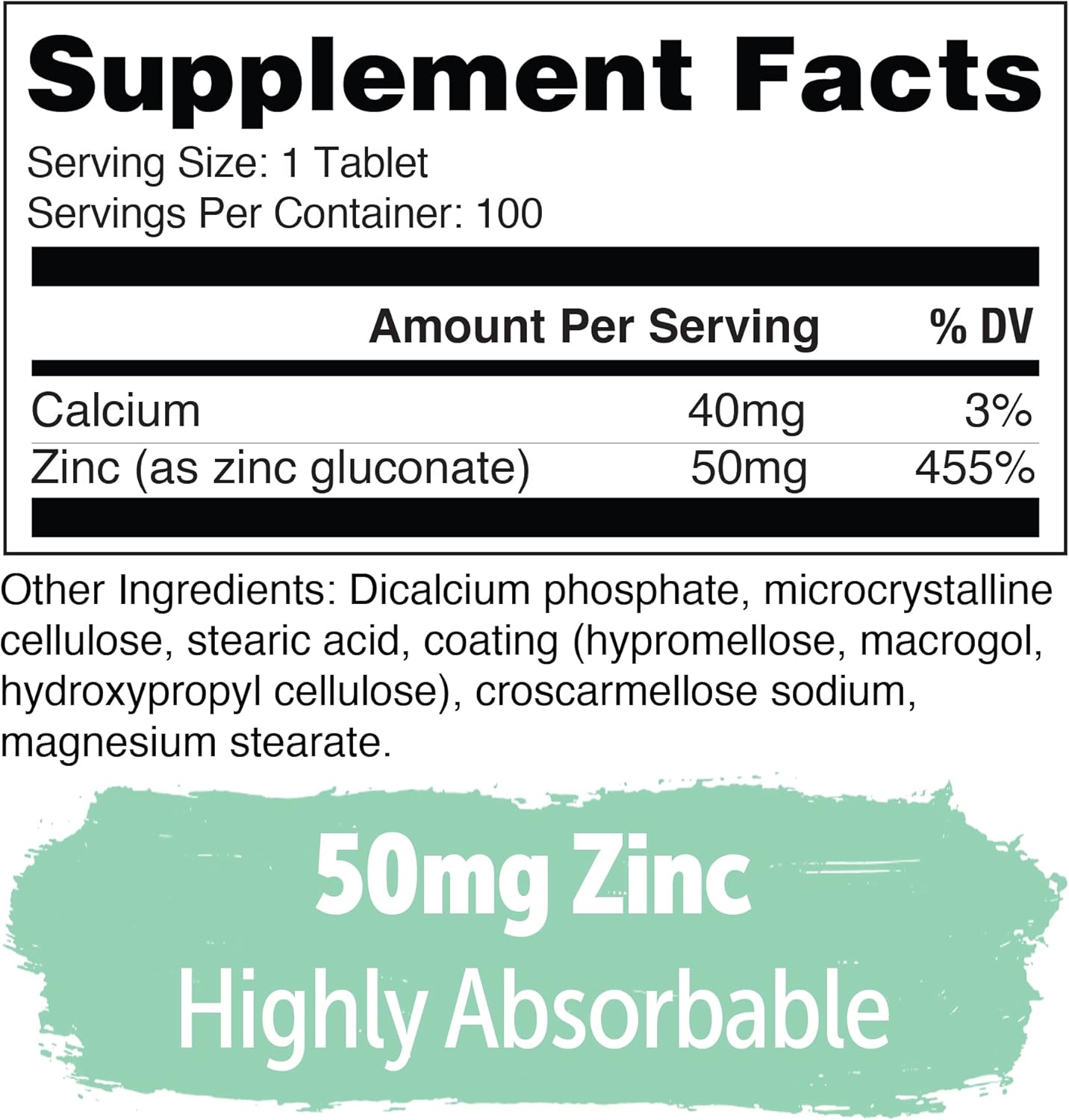 Yuve Natural Vegan Zinc Vitamins 50mg - Immune Support, Cold & Flu Relief, Acne-Free Skin, Healthy Hormone Levels - Non-GMO, Gluten & Sugar Free - 200 Veg Tabs