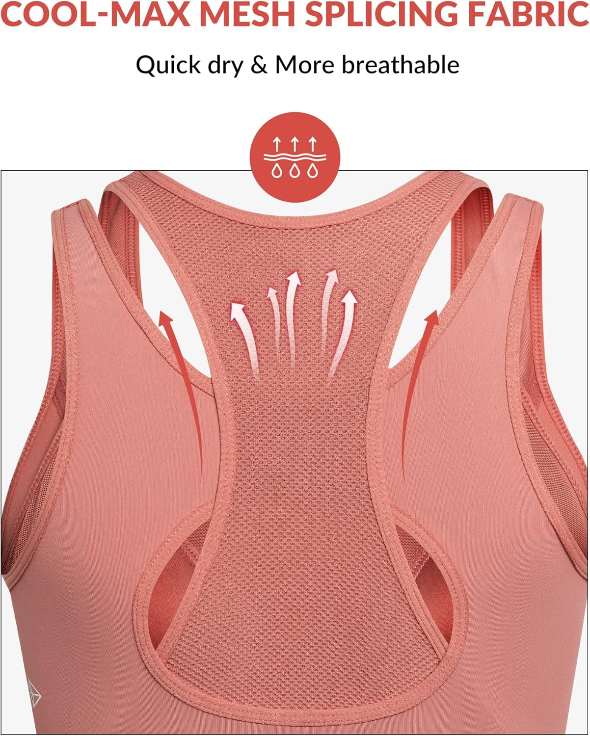 Yvette High Impact Mesh Zip Front Sports Bra with Double Deck Straps for Women Running