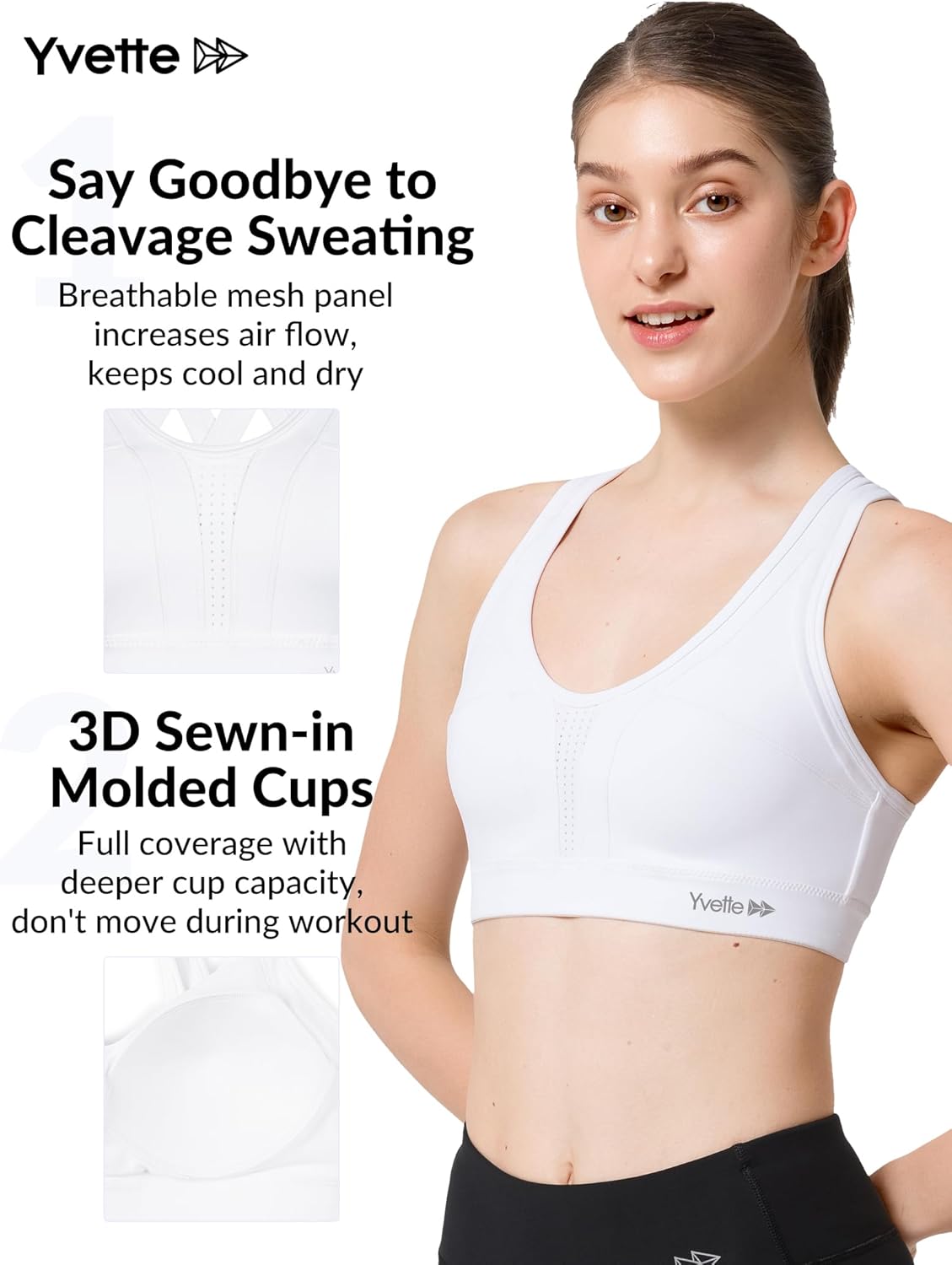 Yvette High Impact Sports Bra with Criss Cross Back for Plus Size Women - Ideal for Running & Fitness
