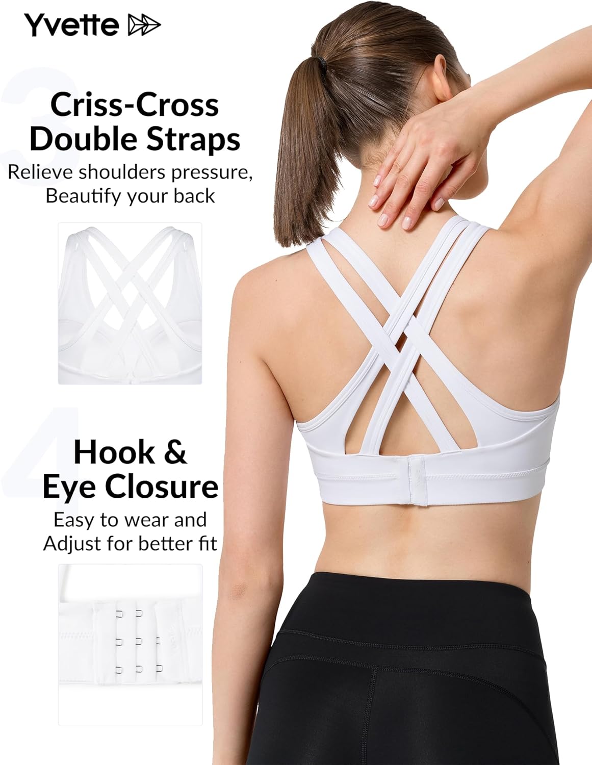 Yvette High Impact Sports Bra with Criss Cross Back for Plus Size Women - Ideal for Running & Fitness