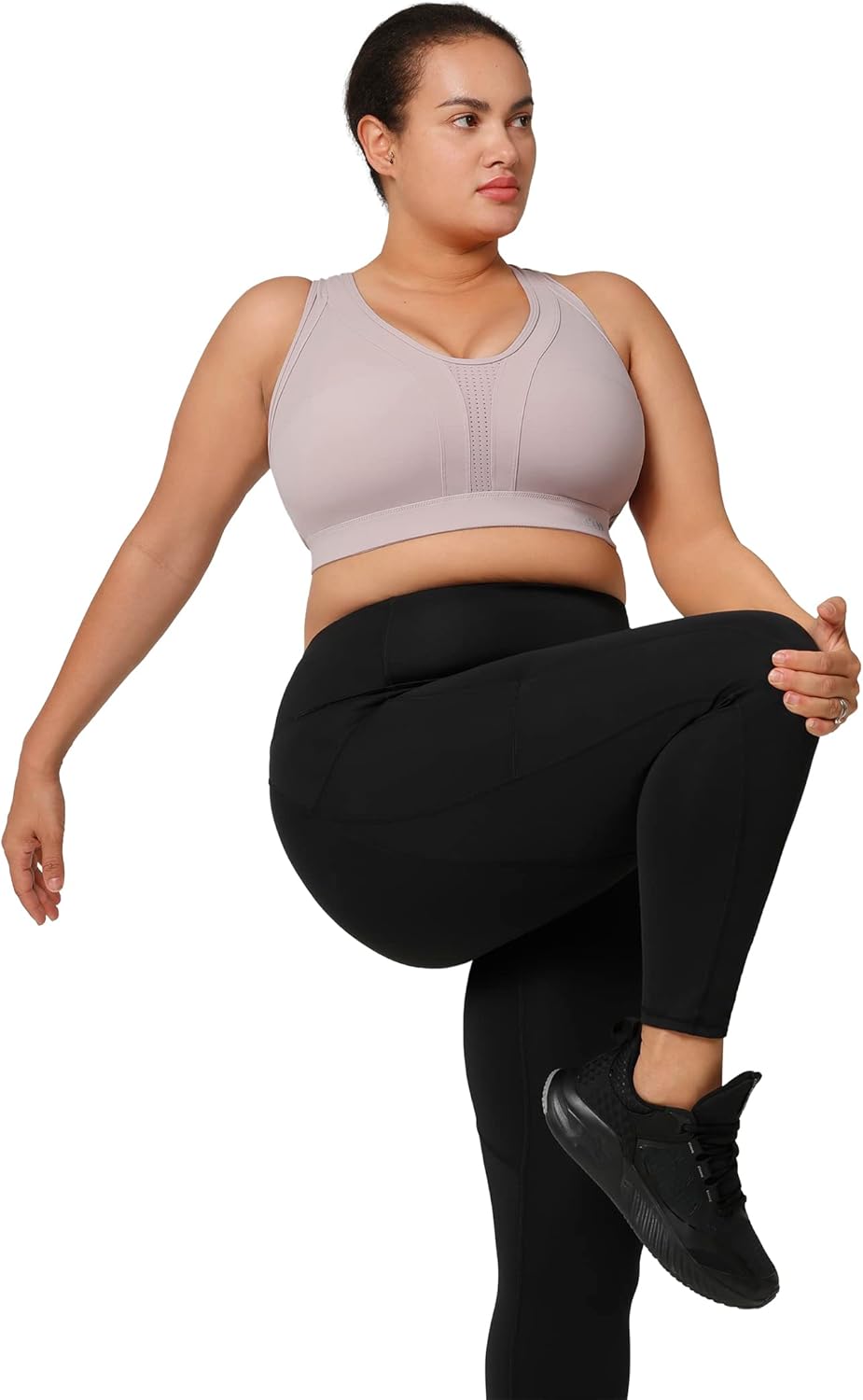 Yvette Women's Criss Cross Back High Impact Sports Bra - Sexy Running Bra for Plus Size Women
