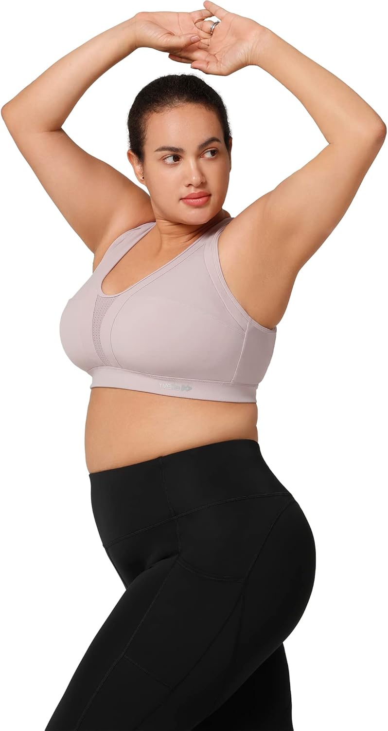 Yvette Women's Criss Cross Back High Impact Sports Bra - Sexy Running Bra for Plus Size Women