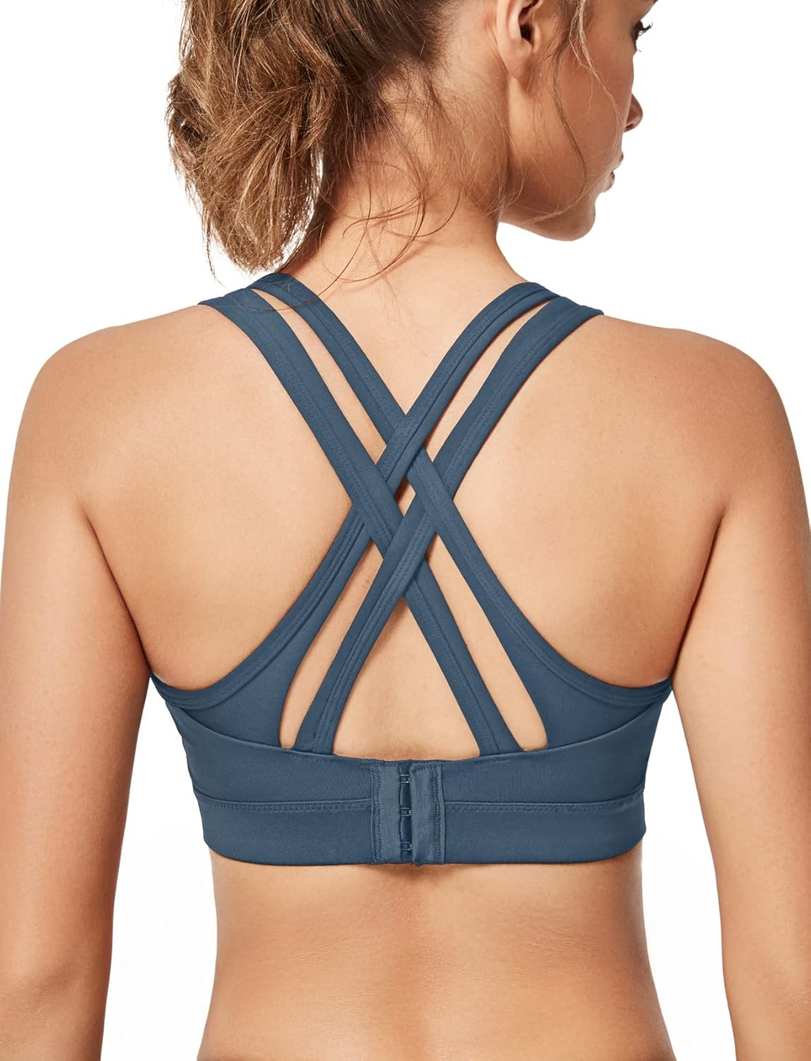 Yvette Women's High Impact Criss Cross Back Sports Bra for Plus Size Running - Sexy Supportive Athletic Bra