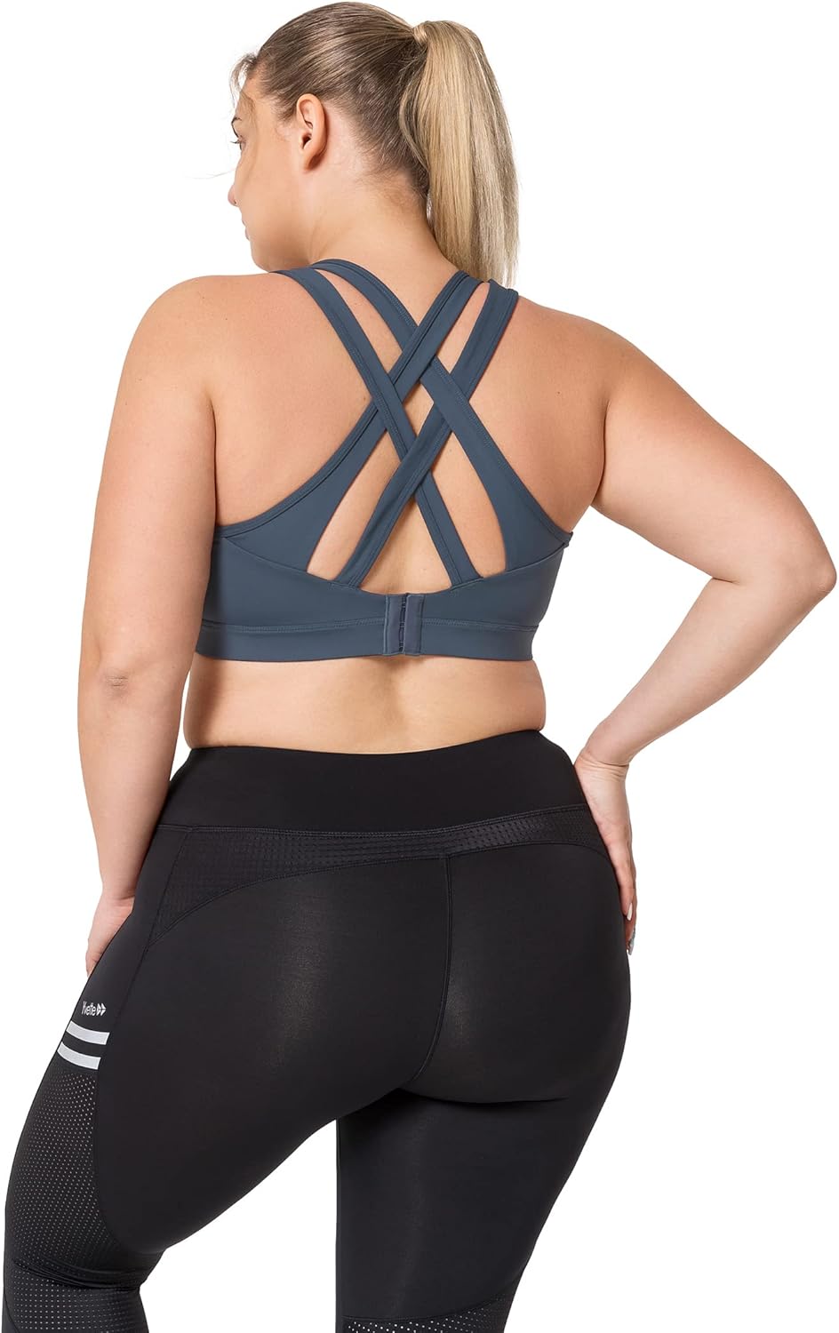 Yvette Women's High Impact Criss Cross Back Sports Bra for Plus Size Running