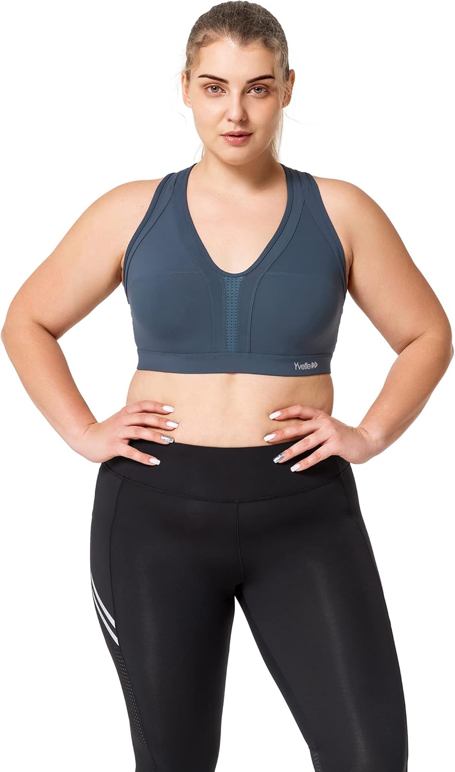Yvette Women's High Impact Criss Cross Back Sports Bra for Plus Size Running