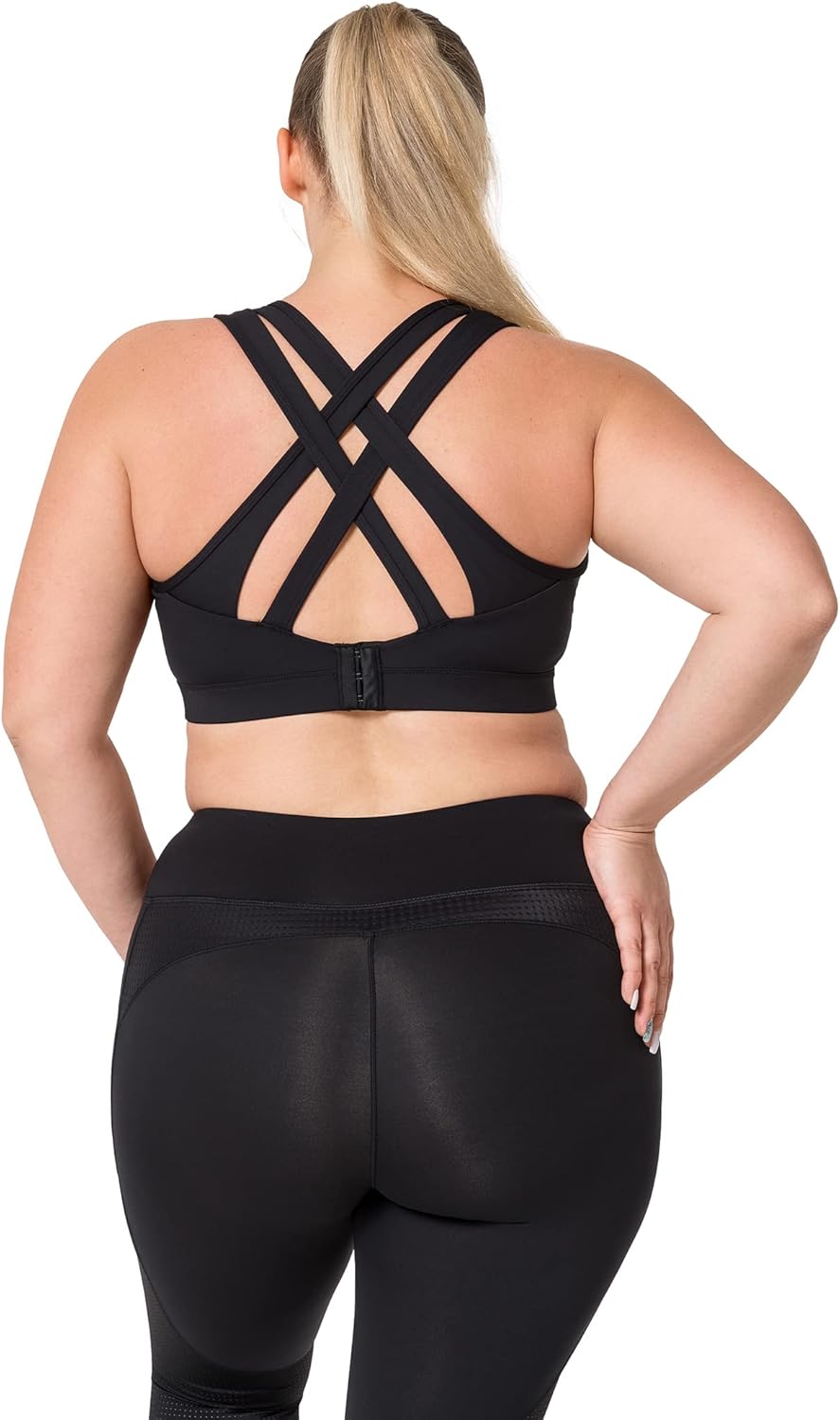 Yvette Women's Plus Size High Impact Sports Bra with Criss Cross Back for Running - Sexy Supportive Athletic Bra