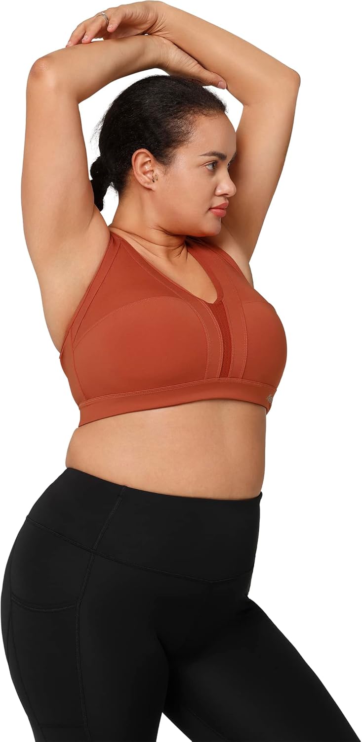 Yvette Women's Plus Size High Impact Sports Bra with Criss Cross Back for Sexy Running