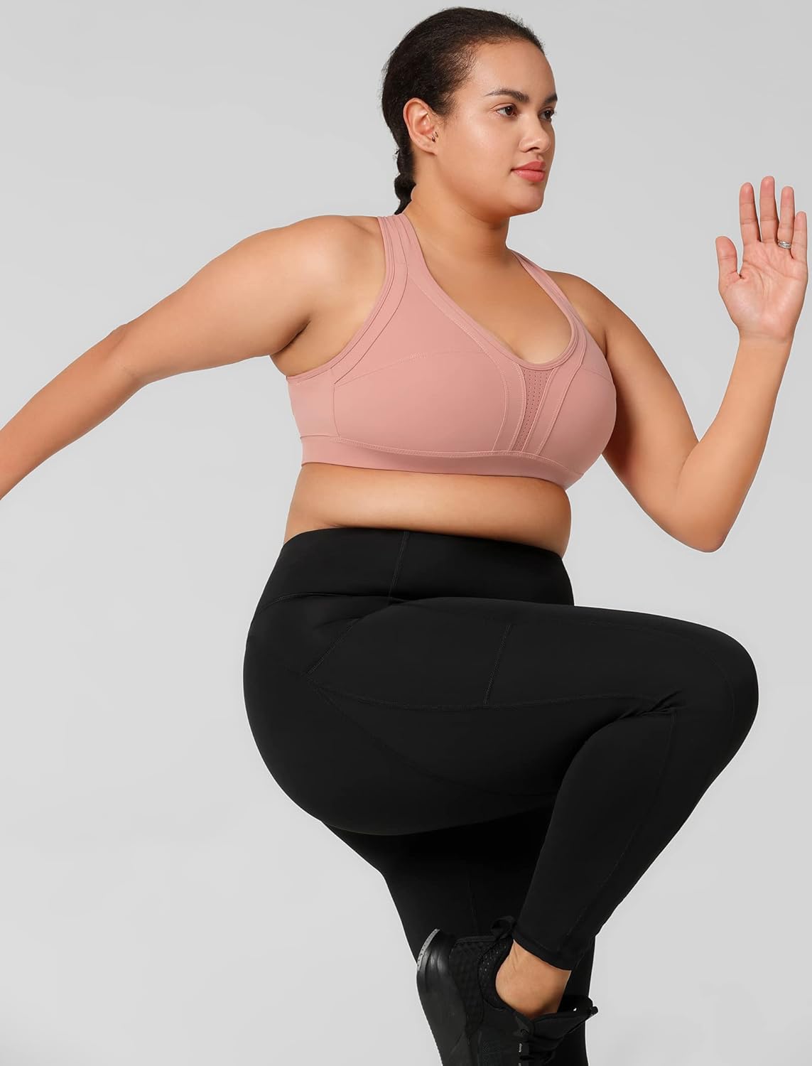 Yvette Women's Plus Size High Impact Sports Bra with Criss Cross Back for Sexy Running