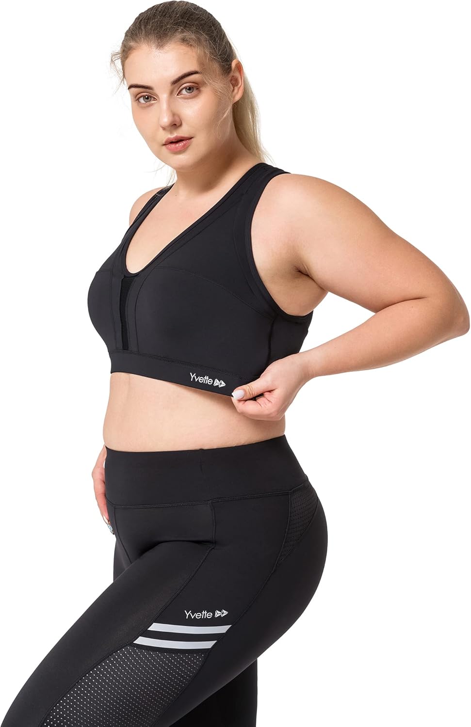 Yvette Women's Plus Size High Impact Sports Bra with Criss Cross Back for Running - Sexy Supportive Athletic Bra