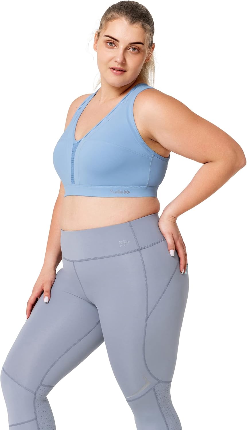 Yvette Women's Plus Size High Impact Sports Bra with Criss Cross Back for Sexy Running
