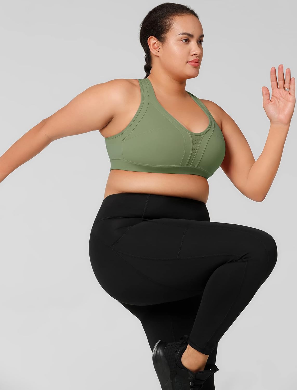 Yvette Women's Plus Size High Impact Sports Bra with Criss Cross Back for Running
