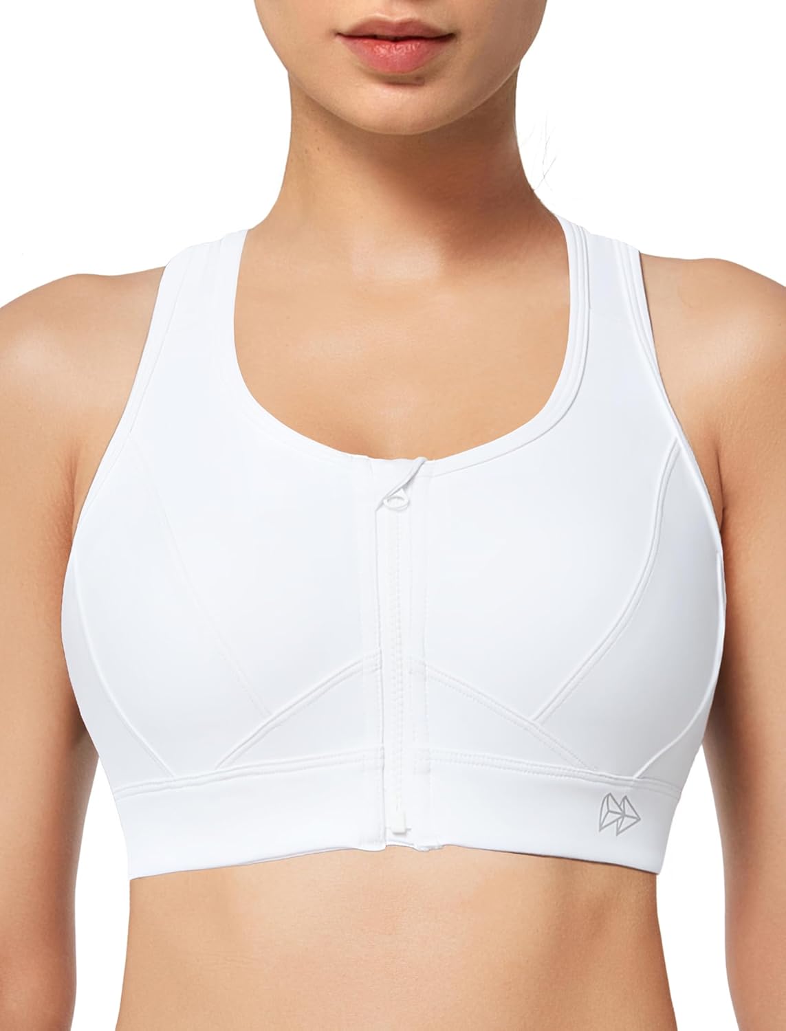 Yvette Zip Front Sports Bra - High Impact Plus Size Women's Workout Fitness Running Bras