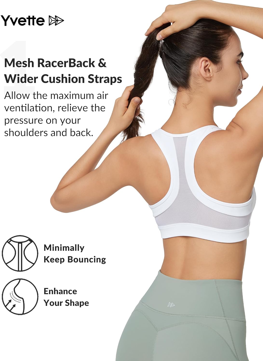 Yvette Zip Front Sports Bra - High Impact Plus Size Women's Workout Fitness Running Bras