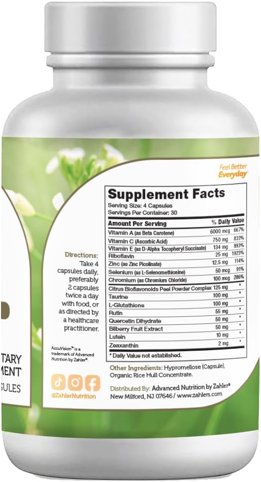 Zahler AccuVision Eye Health Supplement - 120 Capsules, Advanced Formula