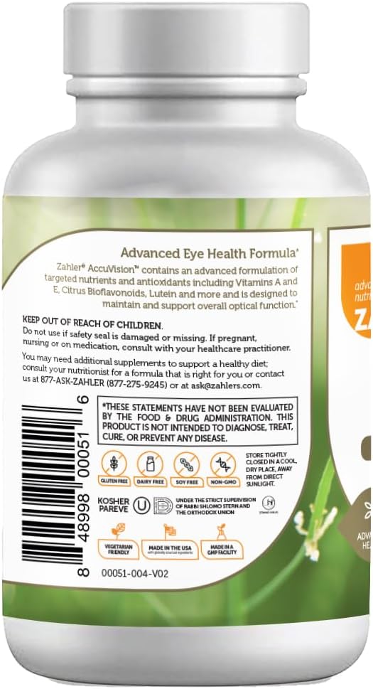 Zahler AccuVision Eye Health Supplement - 120 Capsules, Advanced Formula