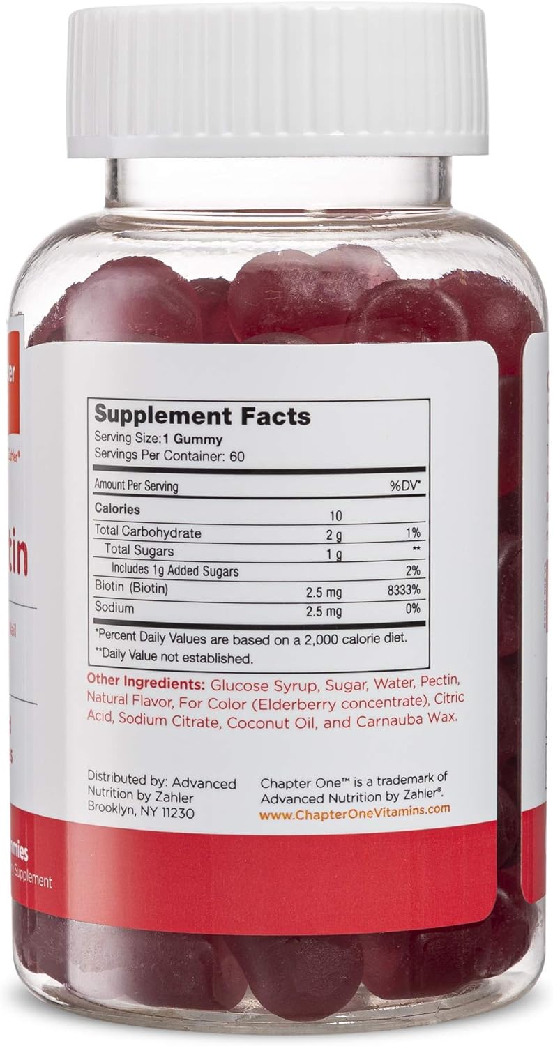 Zahler Biotin Gummies for Hair Skin and Nails, Kosher Certified, 60 Flavored Gummies