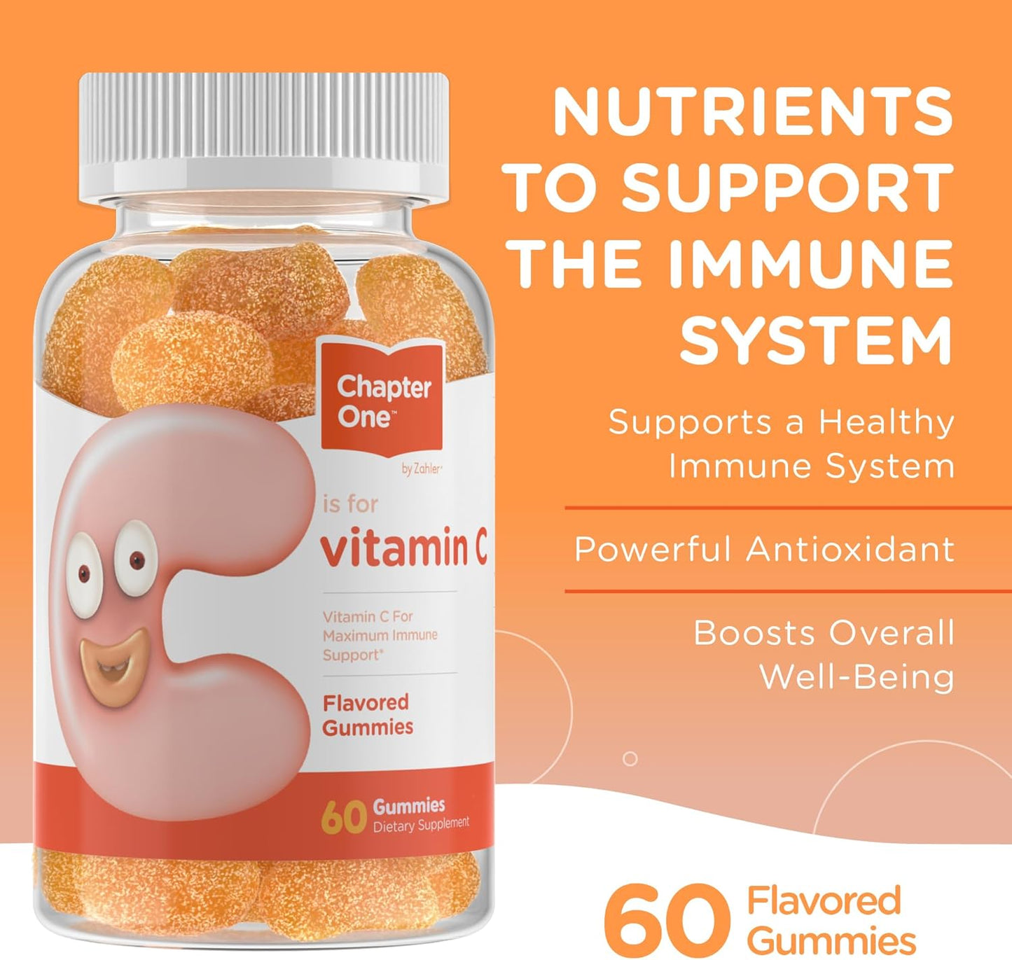 Zahler Chapter One Vitamin C Gummies - 125mg (60 Flavored Gummies) Kosher Certified Chewable Vitamin C for Adults & Kids