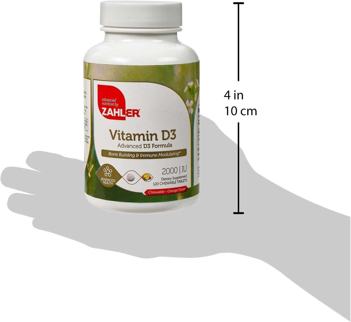 Zahler Chewable Vitamin D3 2000IU Tablets for Bone & Immune Health - Vegetarian, Gluten-Free, Non-GMO, Kosher - 120 Count