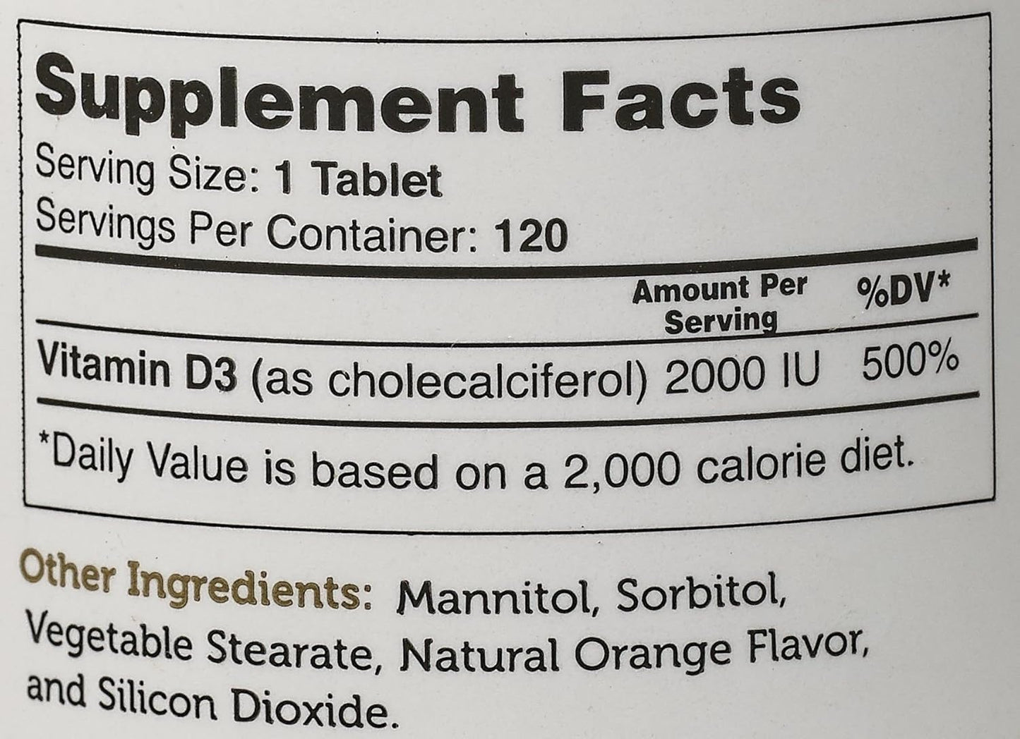 Zahler Chewable Vitamin D3 2000IU Tablets for Bone & Immune Health - Vegetarian, Gluten-Free, Non-GMO, Kosher - 120 Count