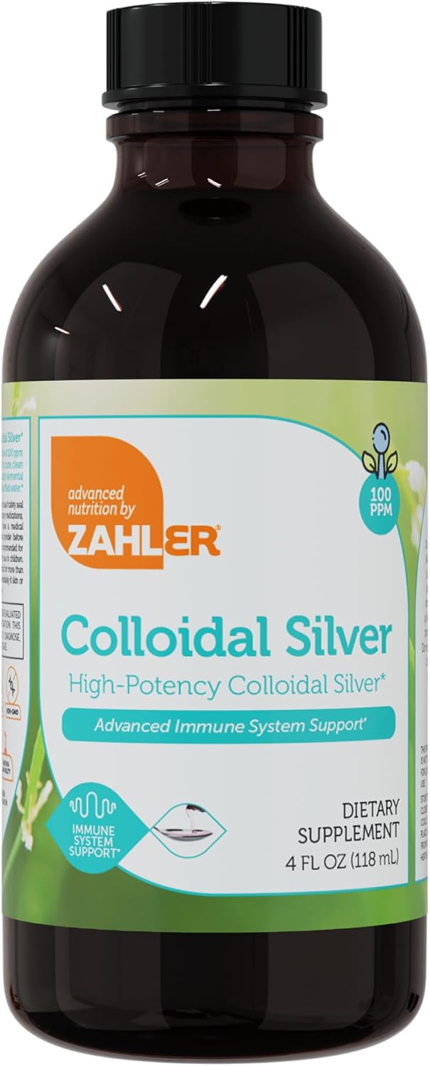 Zahler Colloidal Silver Liquid - 100 PPM Bio-Active Immune Support - Kosher Vegetarian Non-GMO Silver Water - 4 fl oz