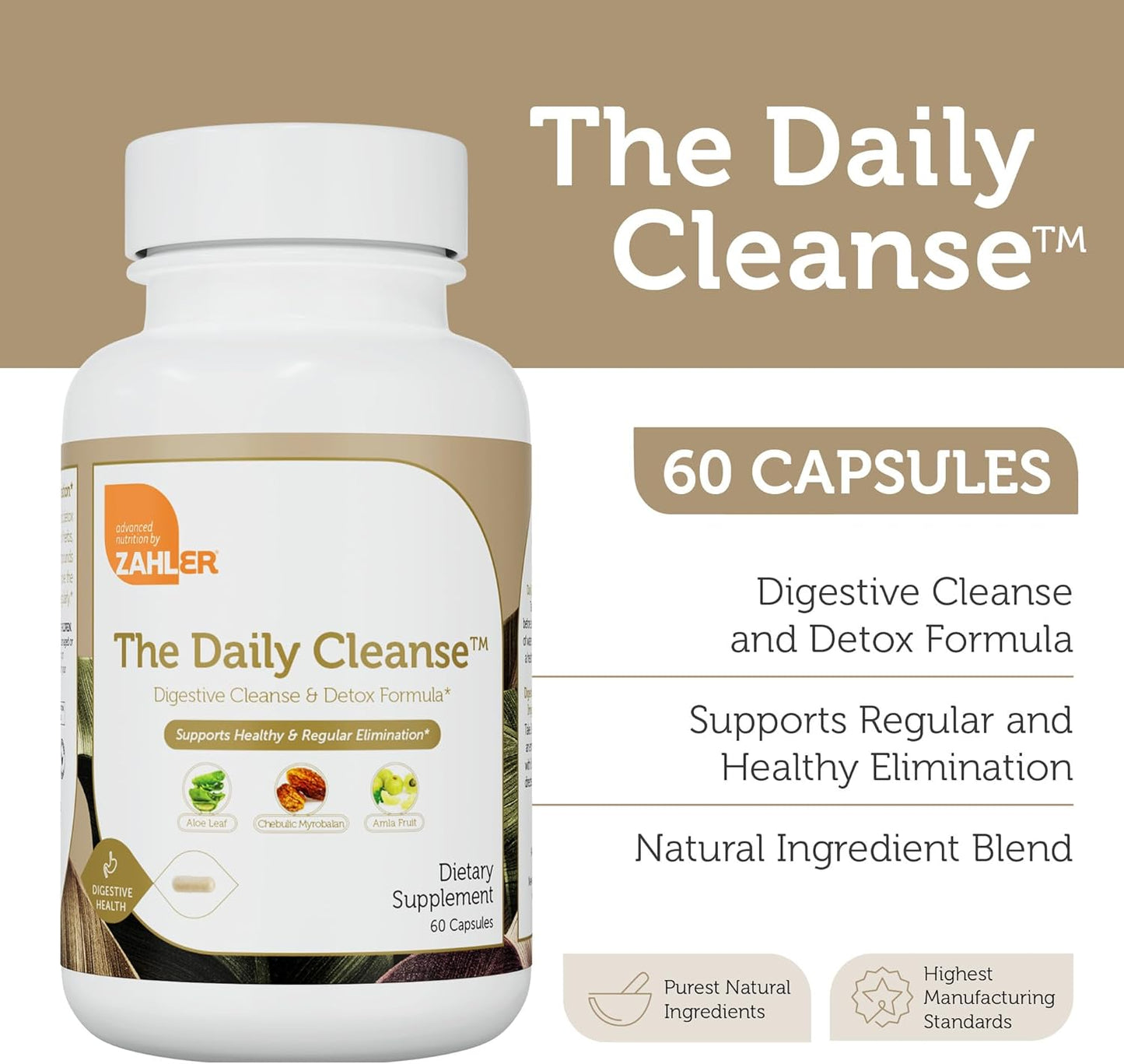 Zahler Daily Cleanse Capsules - Digestive Detox Formula for Healthy Elimination