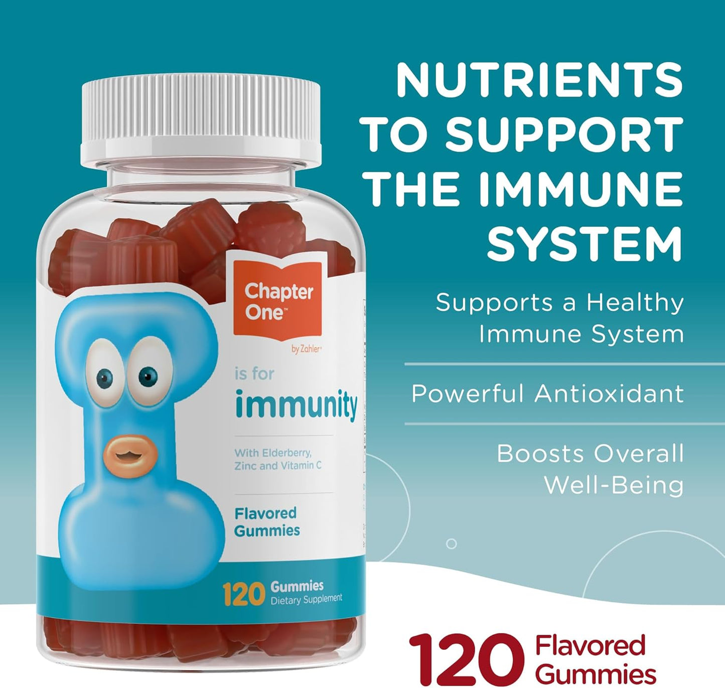 Zahler Immune Support Gummies for Kids & Adults - Vitamin C, Zinc, & Elderberry (120 Gummies) Kosher & Made in USA