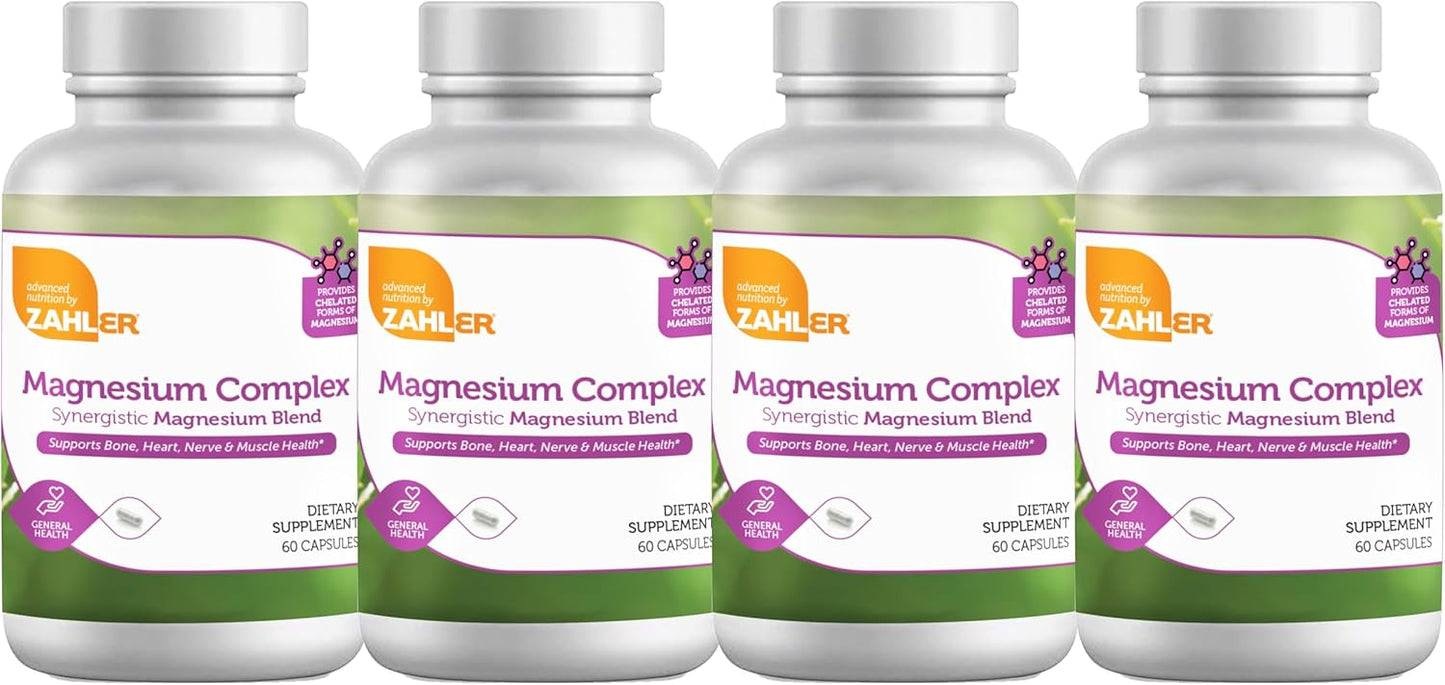 Zahler Magnesium Complex: Synergistic Blend for Bone, Heart, Nerve, Muscle Health - 240 Capsules