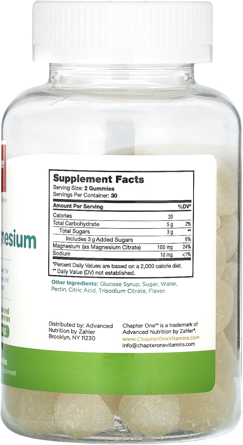 Zahler Natural Calm Magnesium Gummies for Kids & Adults - Bone and Muscle Function Support - Mood Support - Kosher Apple Flavor (60 Count) - BoostGo Australia