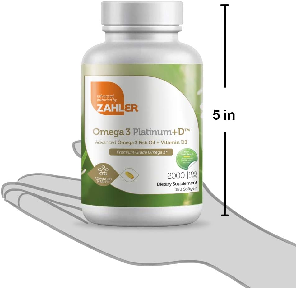 Zahler Omega 3 Platinum +D Fish Oil Supplement - Burpless Softgel with No Fishy Aftertaste - Highest EPA and DHA - Certified Kosher - 90 Softgels