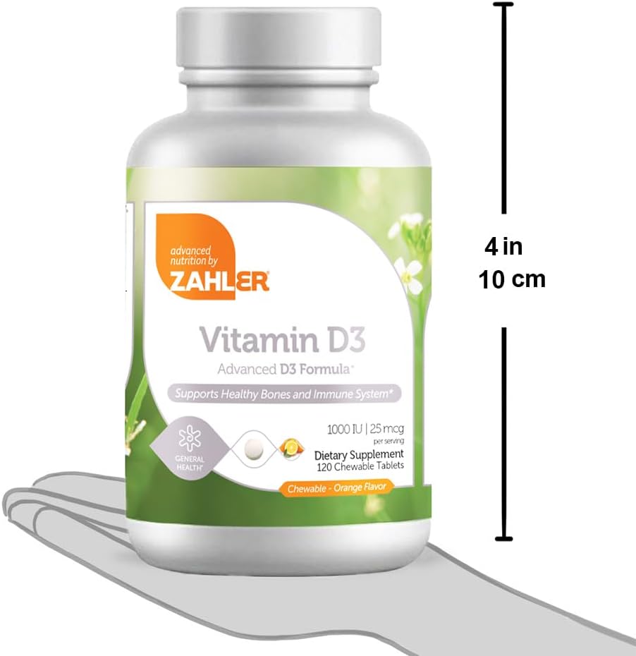 Zahler Orange Advanced D3 Formula Chewable Tablets - 25 mcg (1,000 IU), 120 Count