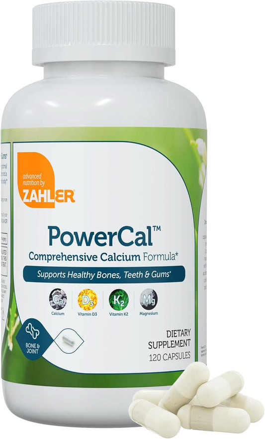 Zahler PowerCal Capsules - Calcium, Vitamin D3, K2, Magnesium Supplement for Bone Health - Kosher Teeth and Gum Support for Women & Men (120 Count)