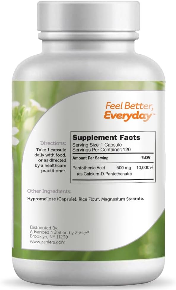 Zahlers Pantothenic Acid Capsules - 120 Count