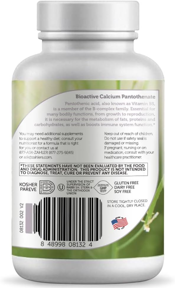Zahlers Pantothenic Acid Capsules - 120 Count