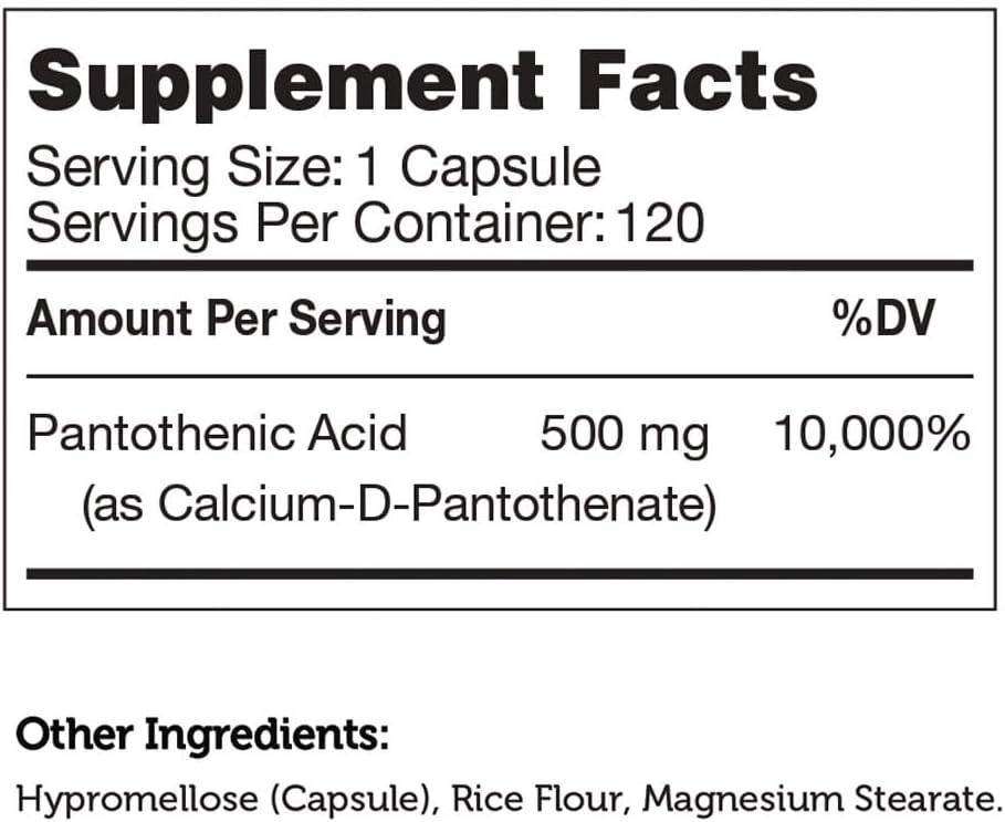 Zahlers Pantothenic Acid Capsules - 120 Count