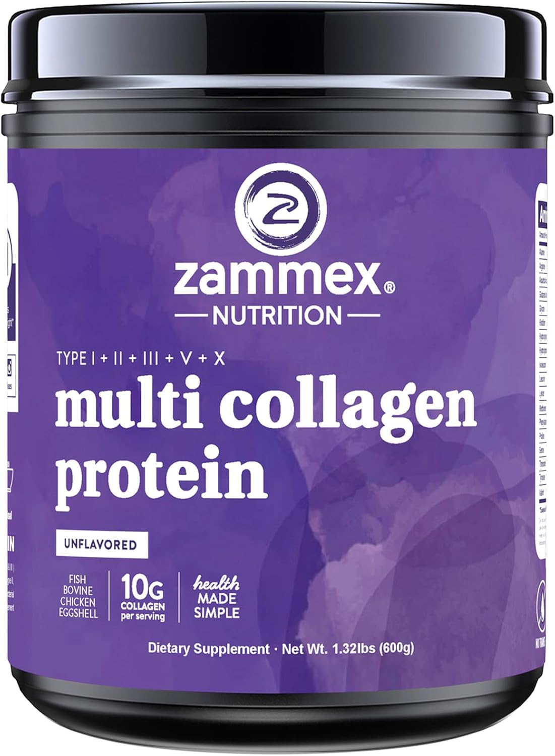 Zammex Beef Bone Broth Protein Powder with 20g Protein and Multi Collagen Peptides - Unflavored Formula