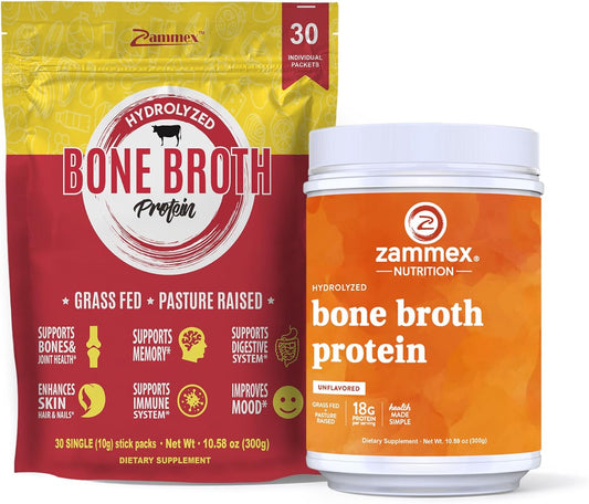 Zammex Bone Broth Packets and Protein Powder Combo - 300g