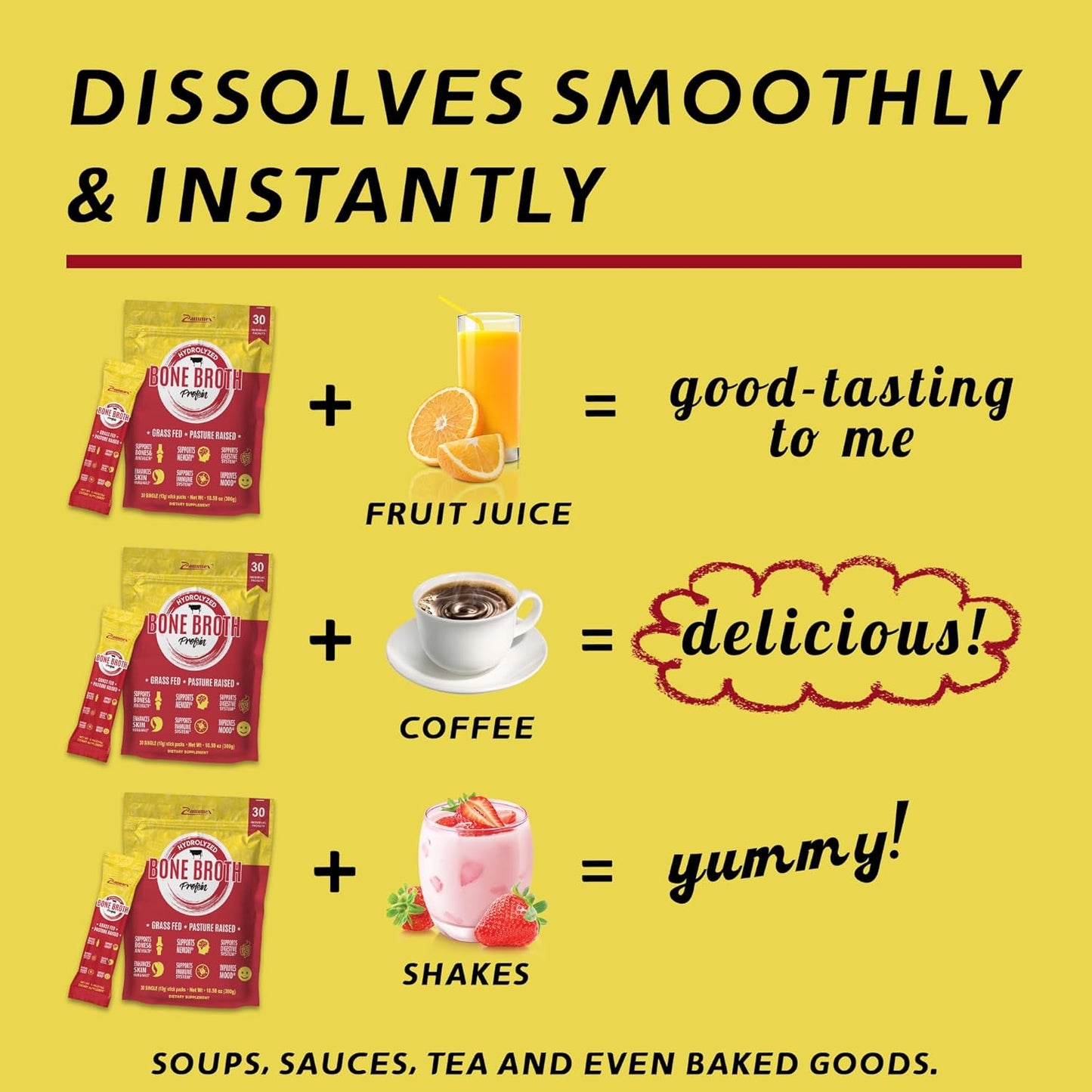 Zammex Bone Broth Packets and Protein Powder Combo - 300g