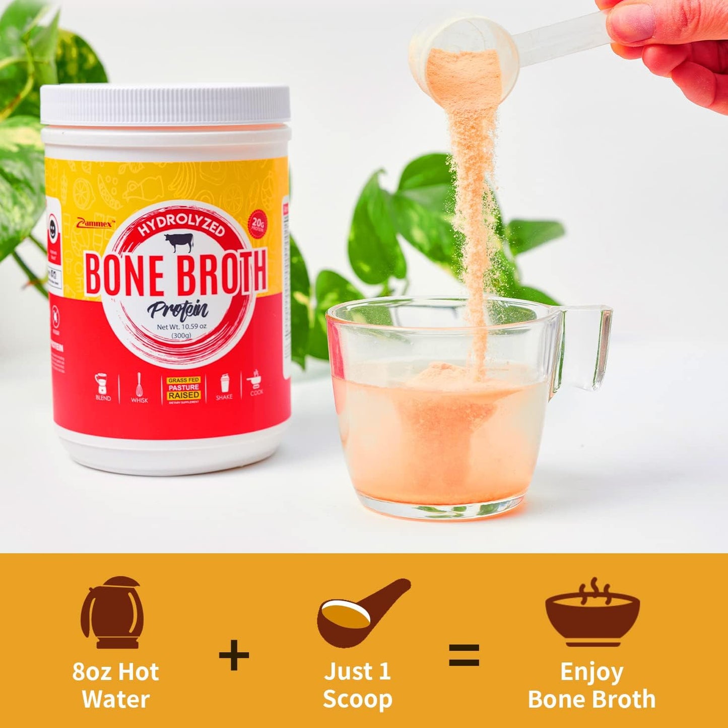 Zammex Bone Broth Packets and Protein Powder Combo - 300g