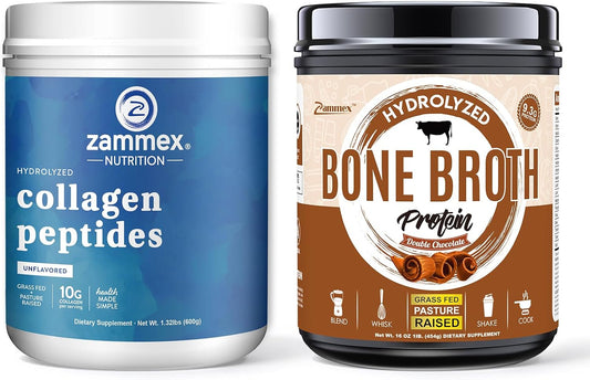 Zammex Collagen Peptides with Chocolate Bone Broth Powder - Premium Protein Supplement