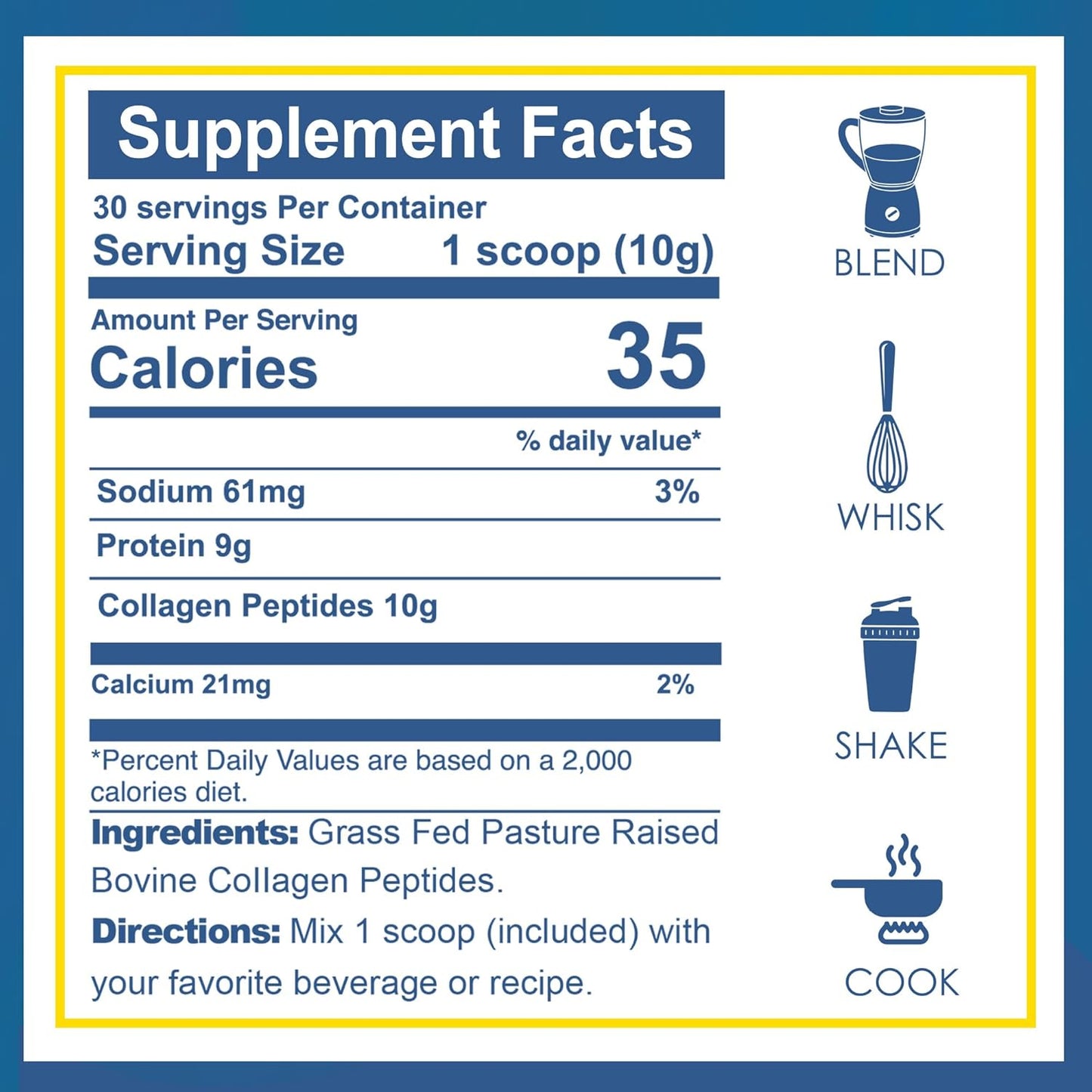 Zammex Premium Hydrolyzed Collagen Peptides Powder for Hair, Skin, Nails, and Joints - Grass Fed, Non-GMO, Keto Friendly - 30 Servings