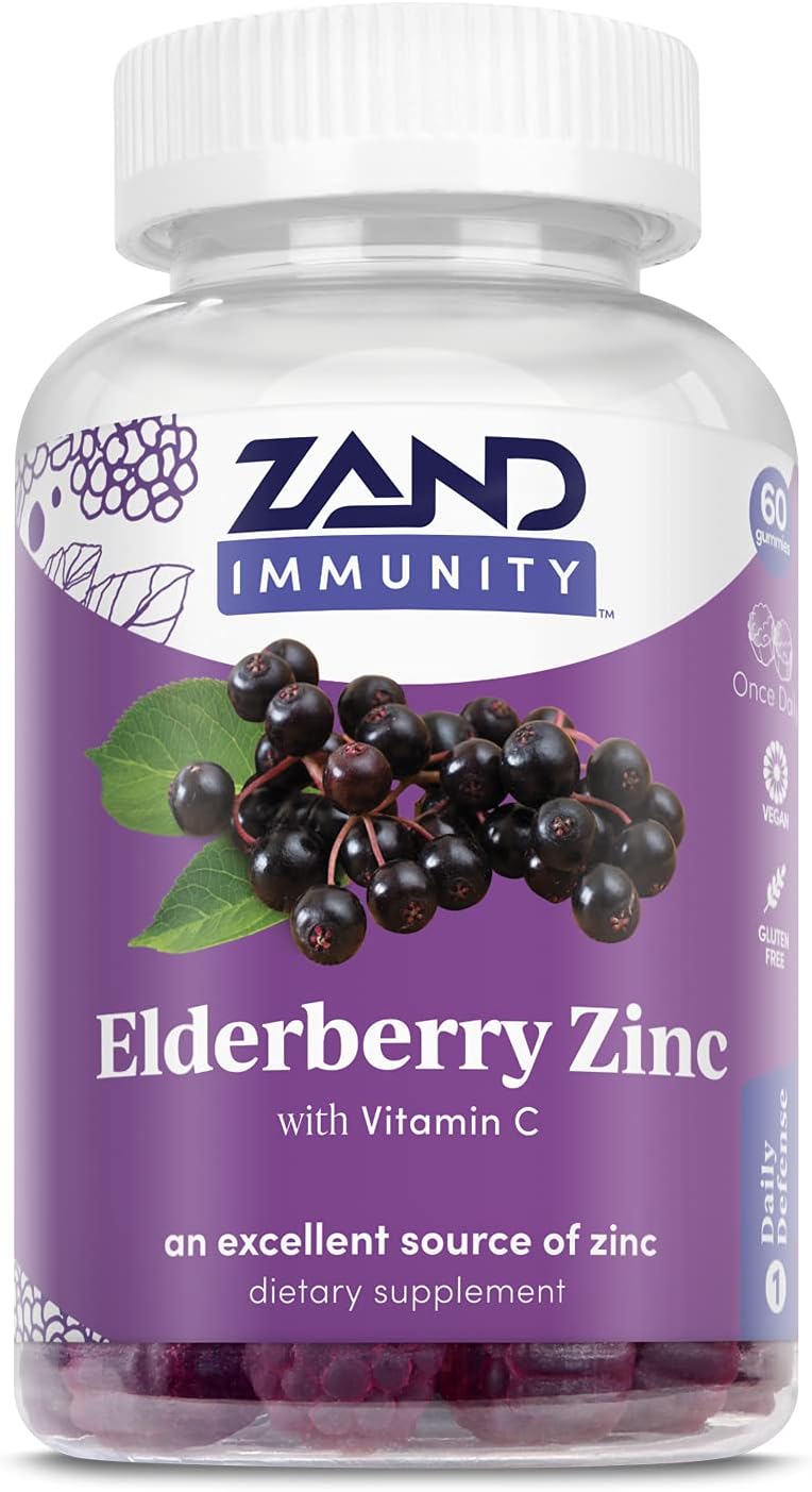 Zand Elderberry Zinc Vitamin C Gummies for Immune Support | 60ct, 30 Servings for Children & Adults