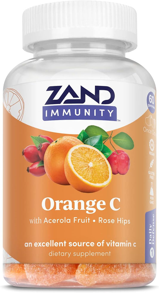 Zand Orange C Gummies | Immune Boost with Vitamin C, Acerola & Rose HIPS | 60ct, 30 Servings
