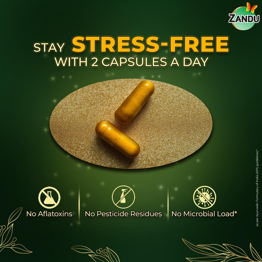 Zandu Ashwagandha Gold Plus Capsules with Ayurvedic Ingredients for Stamina and Immunity Boost (60 ct)