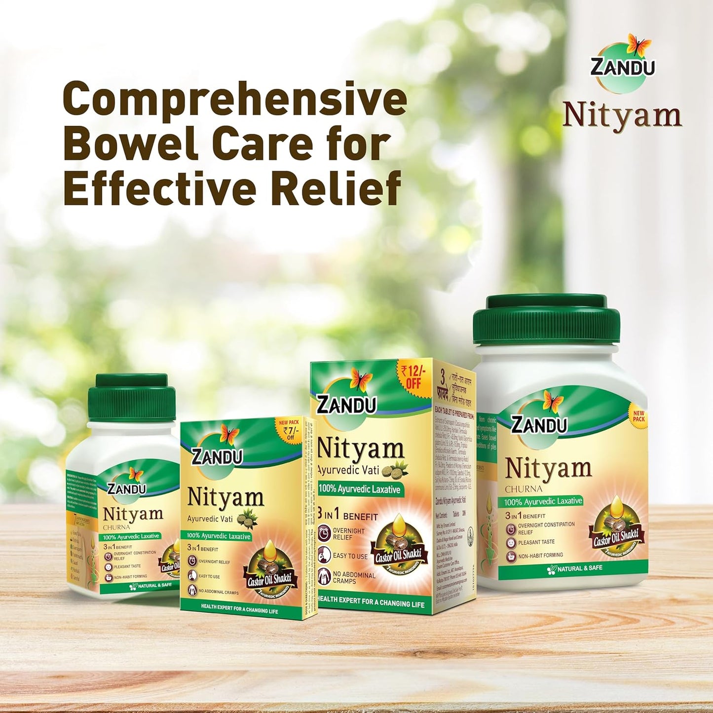 Zandu Ayurvedic Nityam Tablets - Herbal Supplement for Bowel Movement - 30 Tabs (Pack of 3) - Made with 7 Ayurvedic Ingredients - Supports Body Detox & Nutrient Absorption