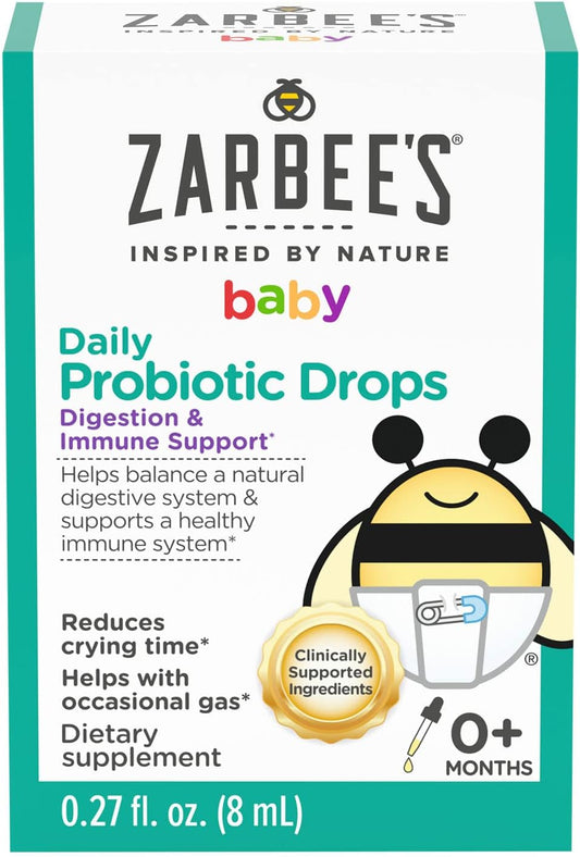 Zarbee's Baby Probiotic Drops for Digestive and Immune Support, Suitable for Newborn Infants and Up, 0.27 Fl Oz