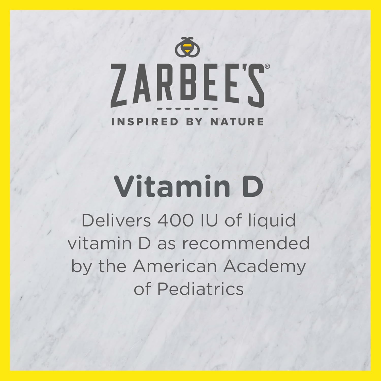 Zarbee's Baby & Toddler Vitamin D Liquid Supplement Drops - 400IU (10mcg), Newborn & Up - Includes Dropper Syringe - 0.47 Fl Oz
