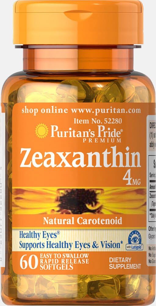 Zeaxanthin 4 mg Softgels by Puritan's Pride - 60 Count Bottle for Eye Health and Vision Support